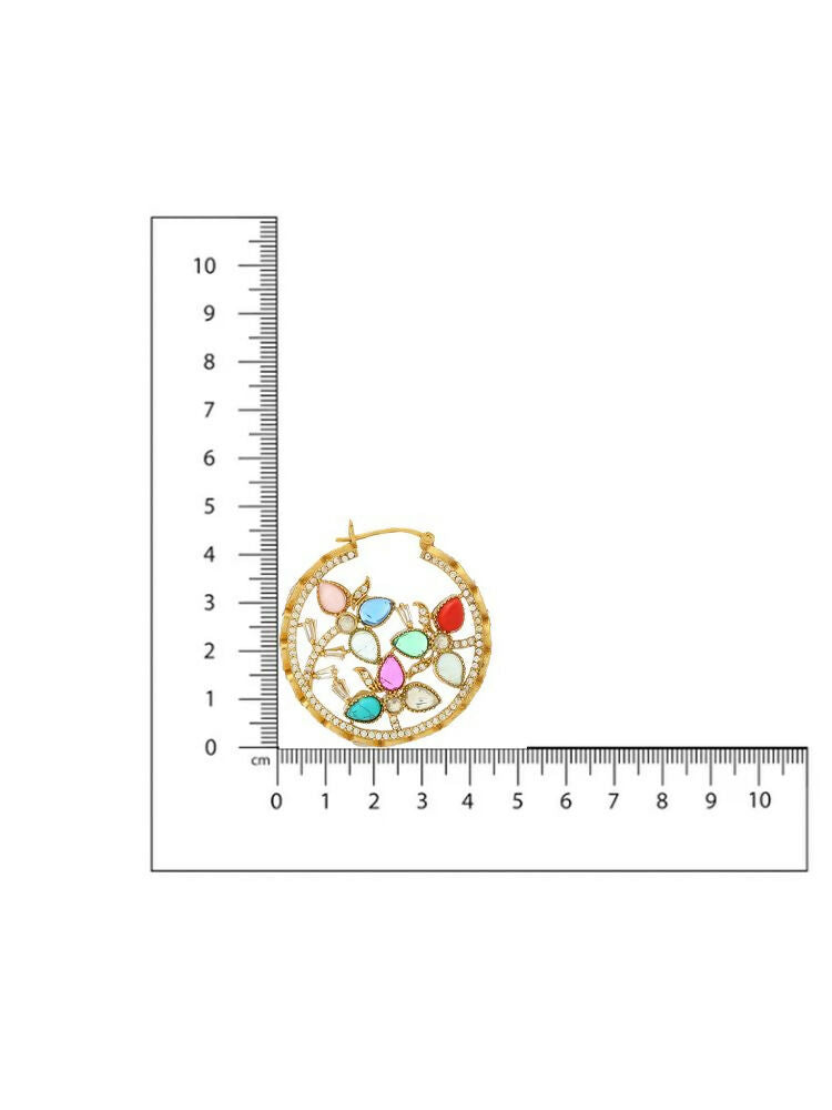 Navratan Round Earrings - Ruby Raang | Grocsy