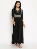 Ahalyaa Women's Black Crepe Printed Kurta | Grocsy
