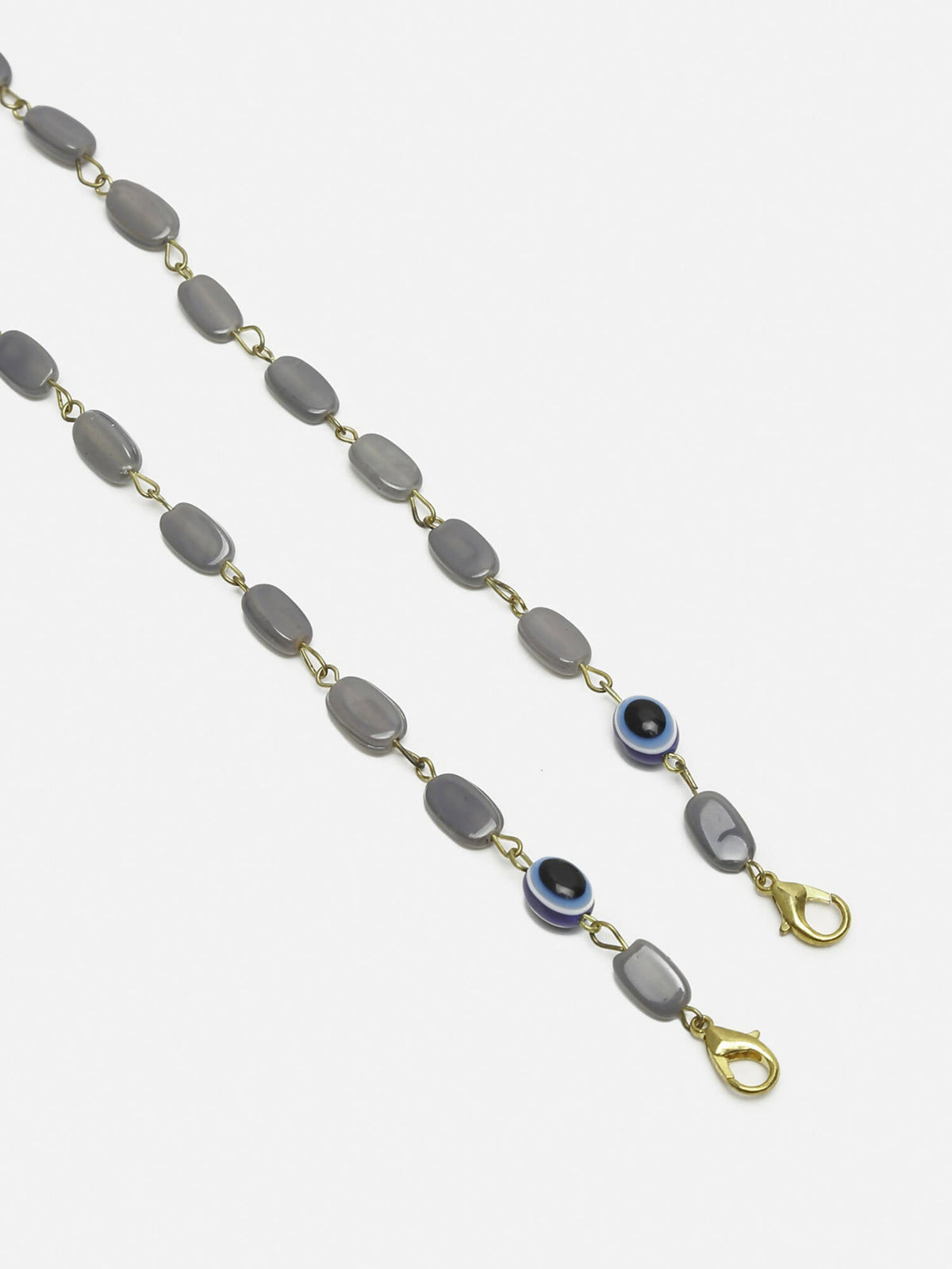 Grey Gold-Toned Alloy Gold-Polished Mask Chain - Ruby Raang | Grocsy