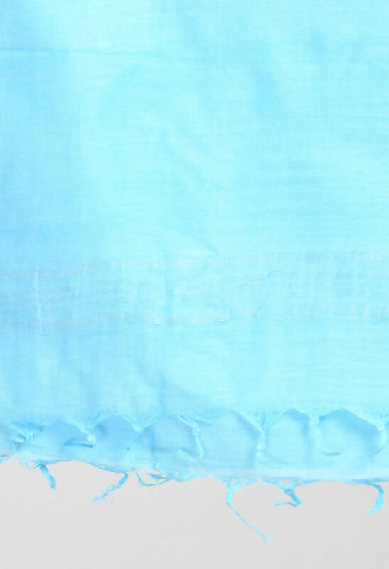 Mominos Fashion Moeza Women's Linen Cotton Silver Border Sky Blue Dupatta | Grocsy