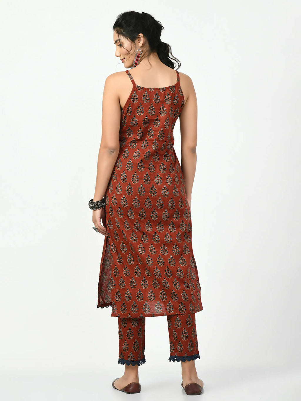 Myshka Women's Rust Straight Printed Kurta | Grocsy