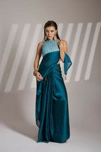 Blue Satin Rangoli Solid Fancy Designer Saree - Nafisa | Grocsy