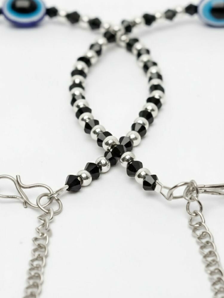 NVR Women Evil Eye Silver Plated Artificial Beads Anklet | Grocsy