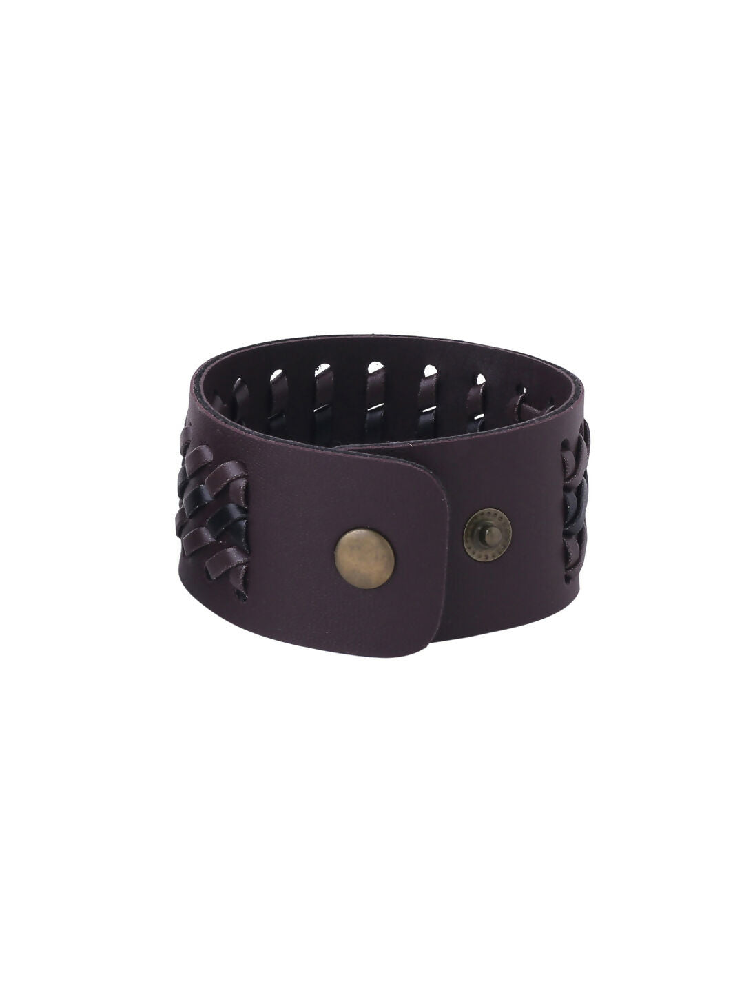 NVR Men's Set of 2 Brown Leather Bracelet | Grocsy