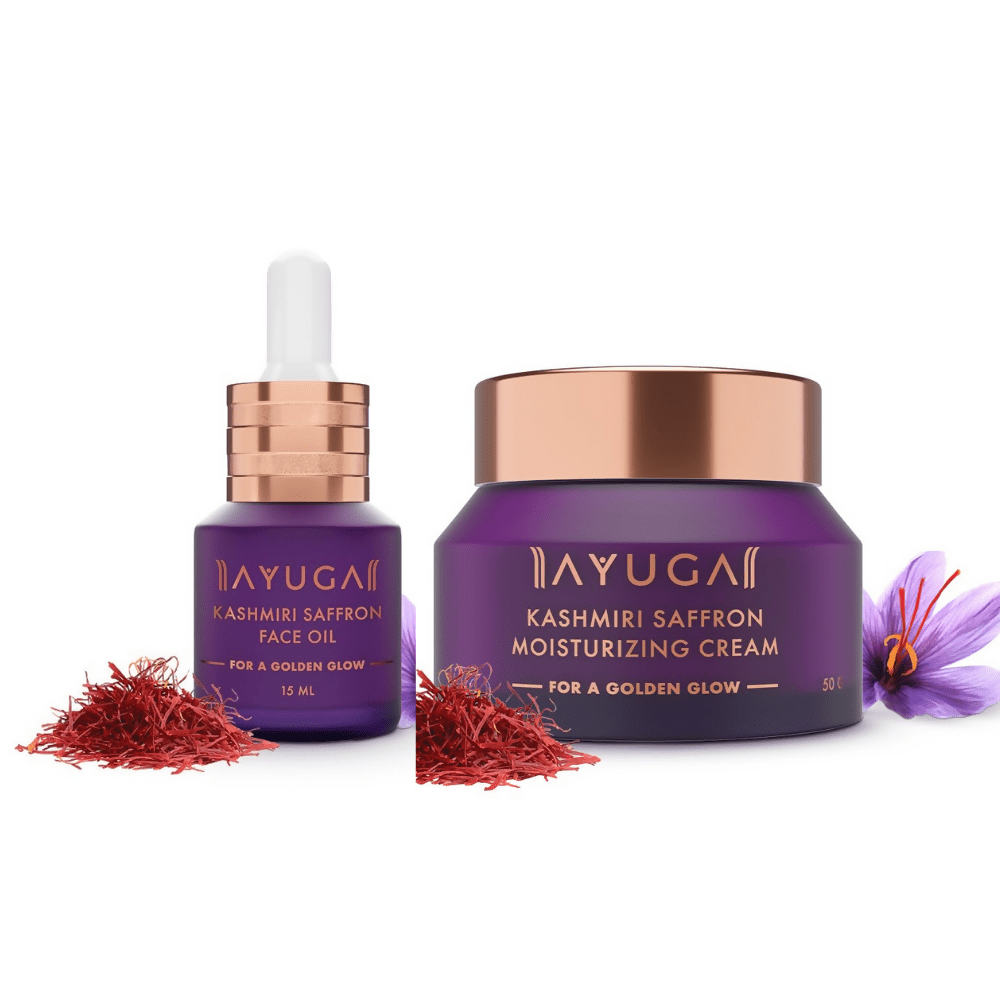 Ayuga Kashmiri Saffron Face Oil & Moisturizing Cream Combo | Grocsy