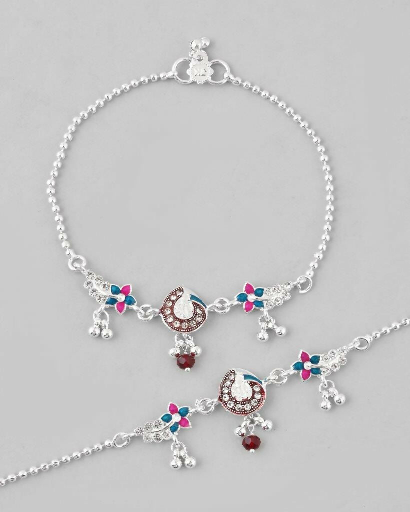 VOJ Set of 2 Traditional Stone Studded Anklet | Grocsy