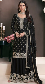 Anaita Black Chinon Embroidered Thread Work Stitched Salwar Suit | Grocsy