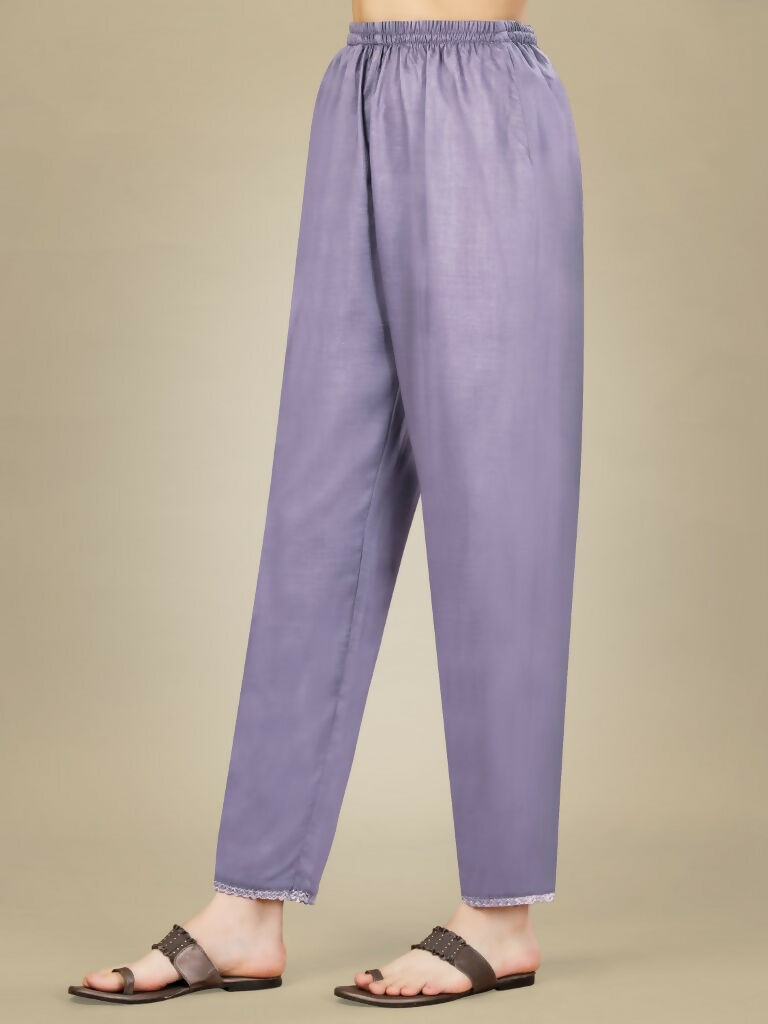 Jyoti Fashion Women's Lavender Silk Blend Embroidery & Sequence work Kurta with Trouser & Dupatta | Grocsy