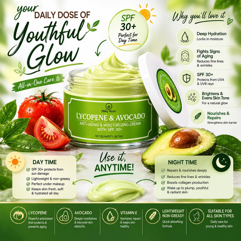 Milky Moon Lycopene & Avocado Anti-Aging & Moisturizing Cream with SPF 30 | Grocsy