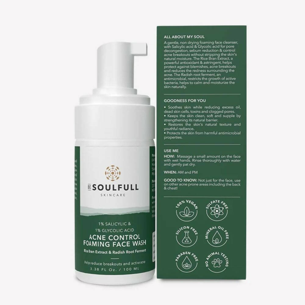 Be Soulfull Acne Control Foaming Face Wash | Grocsy