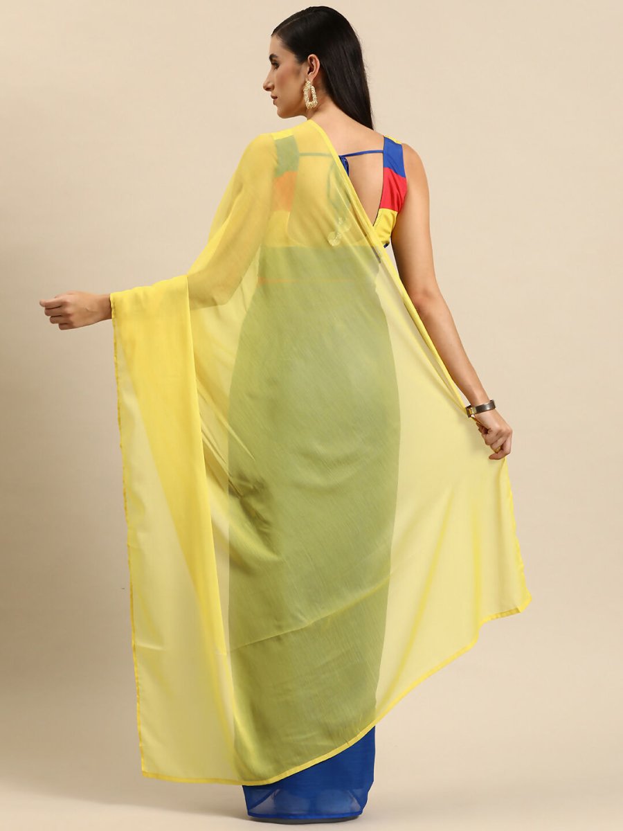 Ahalyaa Women's Traditional Semi Stitch Saree - Blue | Grocsy