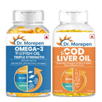 Dr. Morepen COD Liver Oil Softgels and Omega 3 Deep Sea Fish Oil Softgels Combo | Grocsy