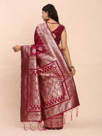 Shree Shyam Fashion Banarasi Silk Magenta Saree | Grocsy