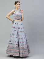 Sky Blue Georgette Heavy Embroidery mirror Work Lehenga Choli with Dupatta - Jivika | Grocsy