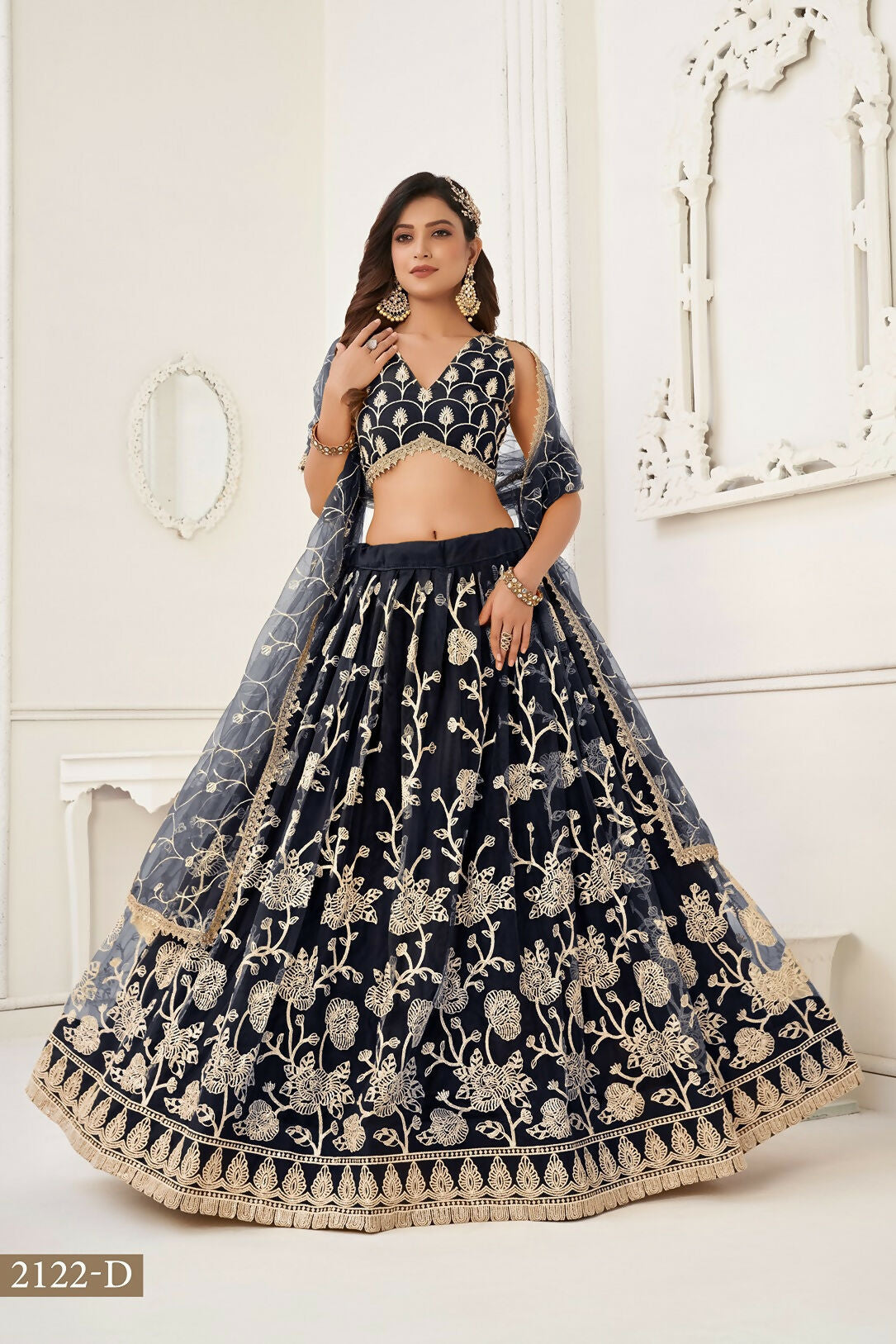 Eilara Women'S Black Butterfly Net With Sequins And Embroidery Work Lehenga Choli For Wedding | Grocsy