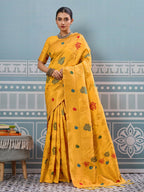 Shree Shyam Fashion Yellow Silk Saree | Grocsy