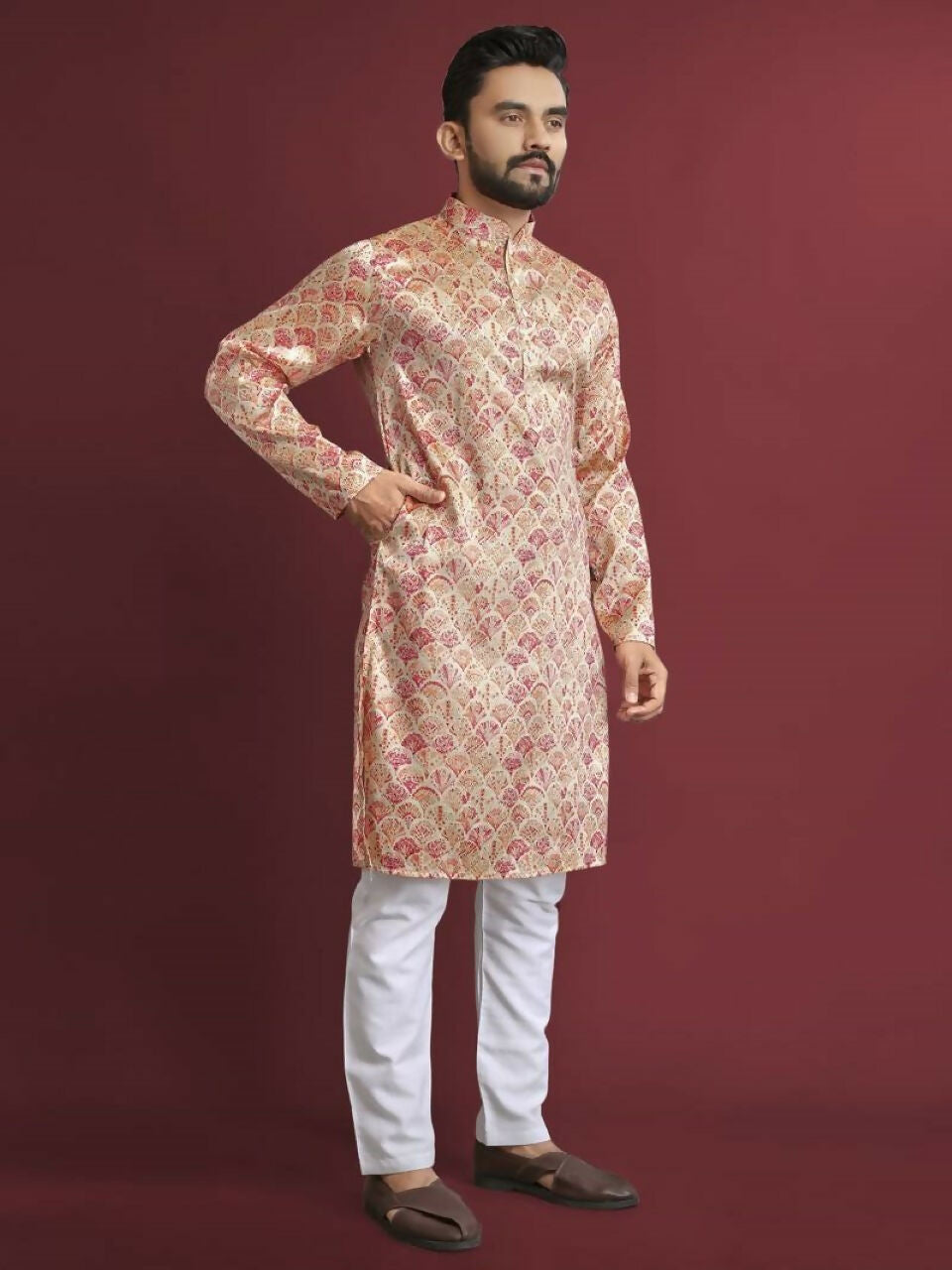 Anaita Multicolour Printed Pure Silk Straight Kurta | Grocsy