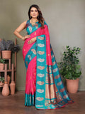 Joban Fashion Banarasi Pink ButtiSoft Silk Saree | Grocsy