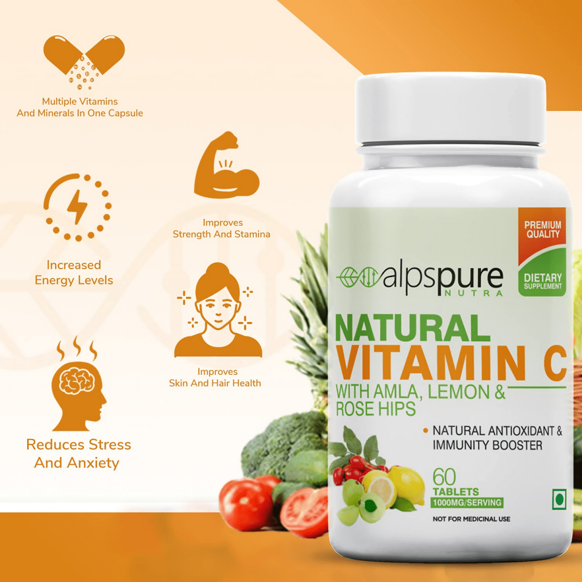 Alpspure Nutra Natural Vitamin C Tablets | Grocsy
