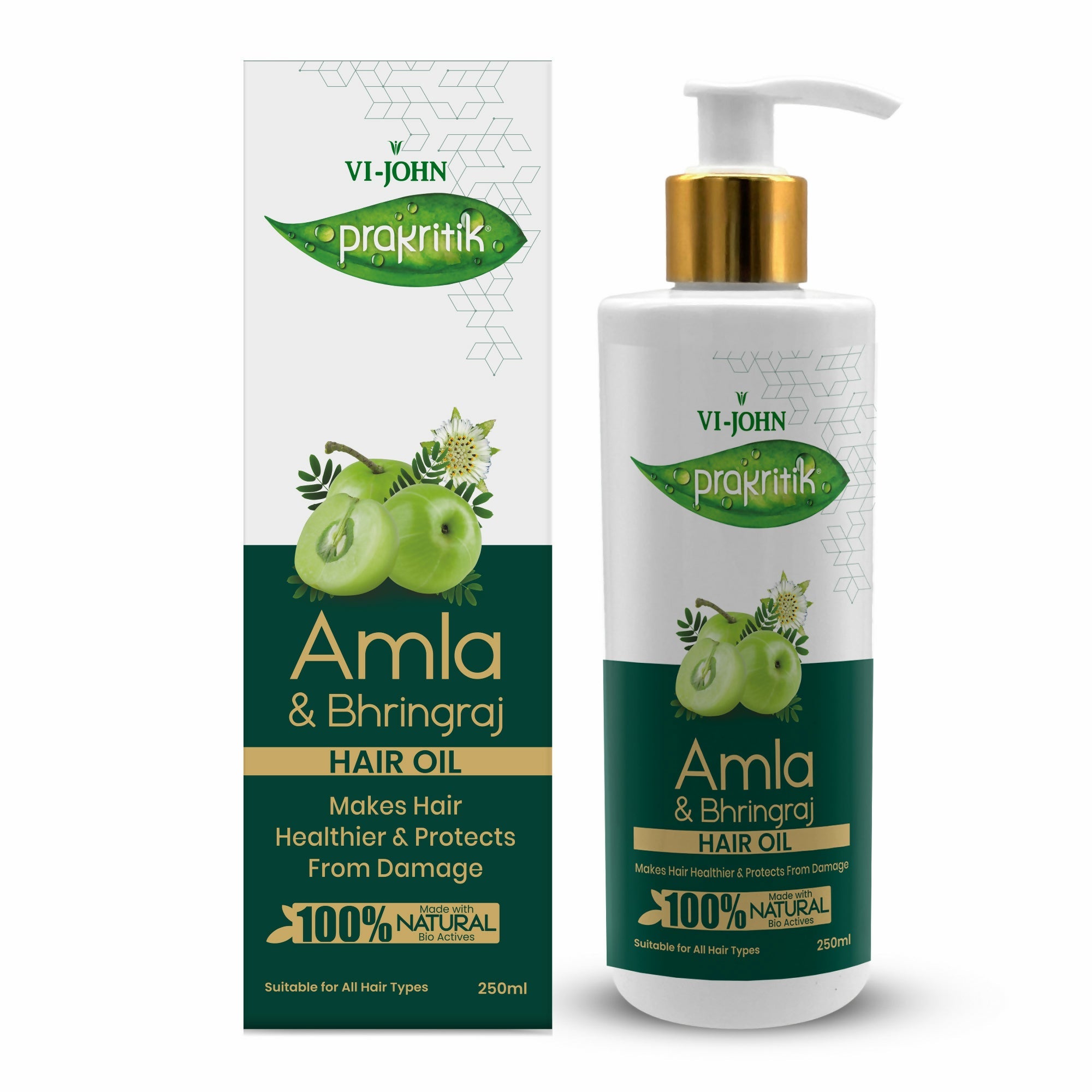 VI-JOHN Prakritik Amla & Bhringraj Hair Oil For premature greying, 100% Natural Bio-Actives | Grocsy
