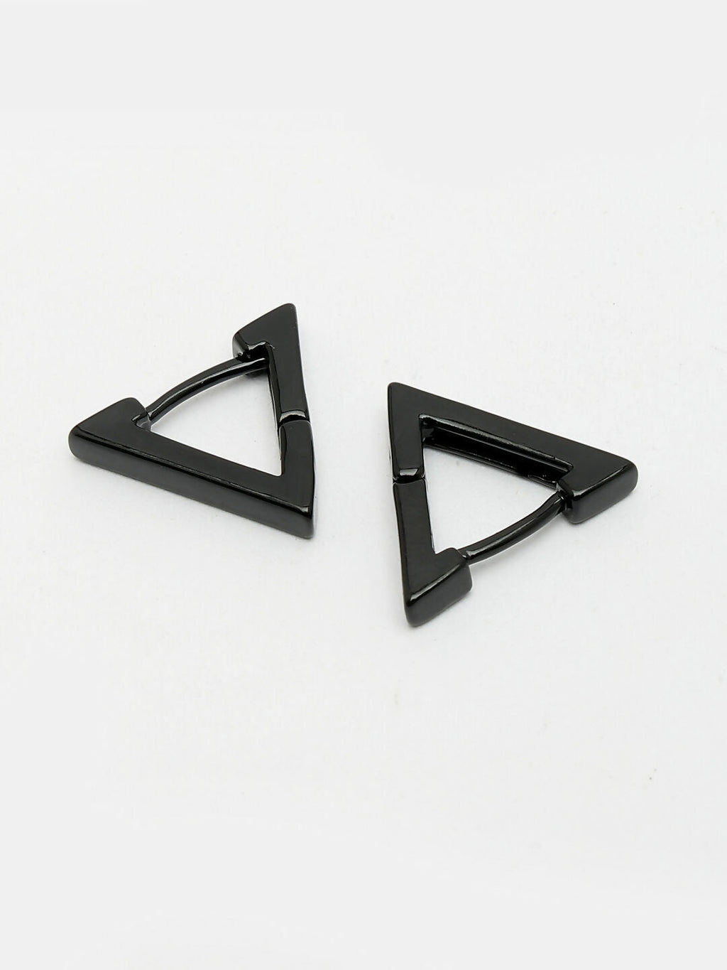 NVR Men's Black Rhodium-Plated Geometric Shape Stainless Steel Studs Earring | Grocsy