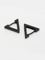 NVR Men's Black Rhodium-Plated Geometric Shape Stainless Steel Studs Earring | Grocsy