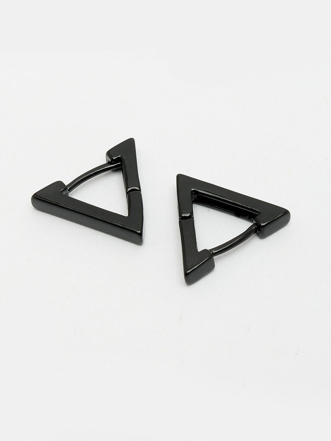NVR Men's Black Rhodium-Plated Geometric Shape Stainless Steel Studs Earring | Grocsy