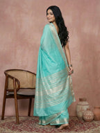 Shree Shyam Fashion Turquoise Cotton Saree | Grocsy