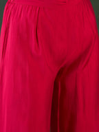 Sangria Embroidered Kurta, Palazzo With Bag Kurta Set | Grocsy