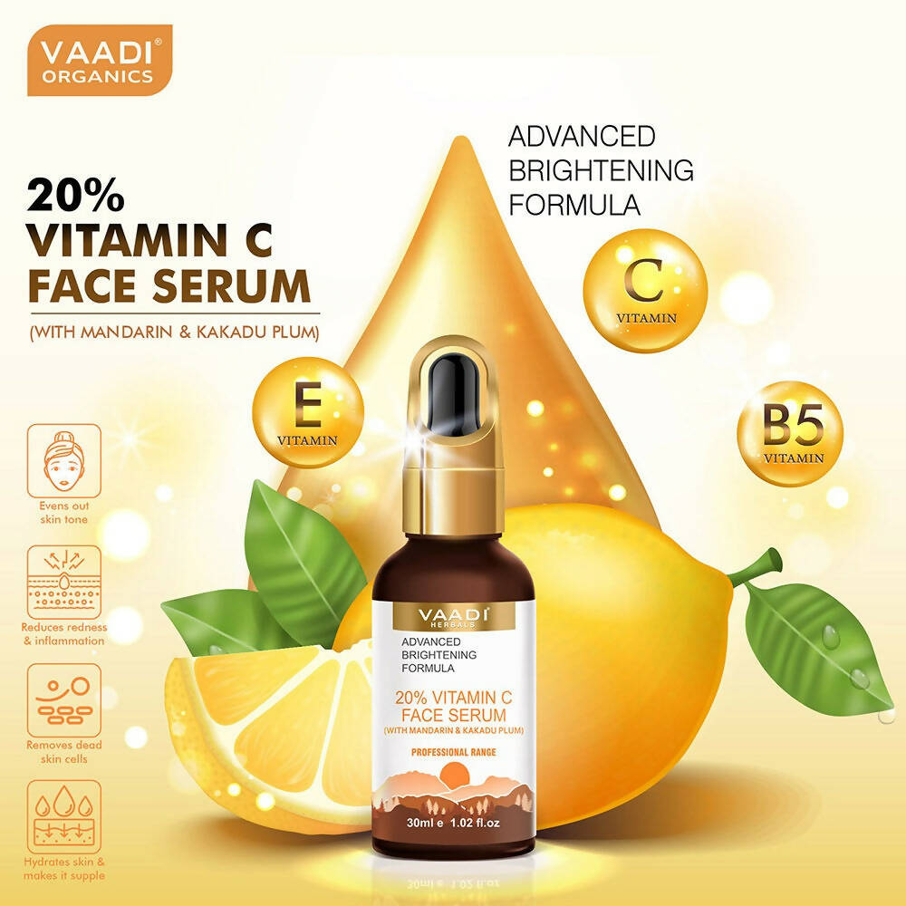 Vaadi Herbals 20% Vitamin C Face Serum With Advanced Brightening Formula | Grocsy