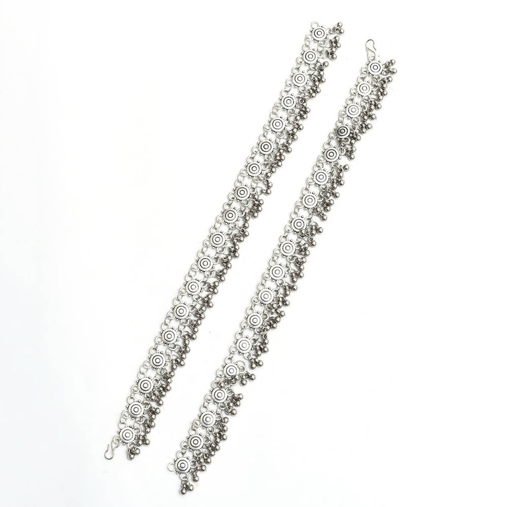 Mominos Fashion Kamal Johar Oxidised Silver Anklets For Bridal Wear | Grocsy