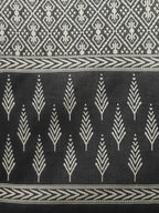 Yufta Women Black & Off-White Ethnic Motifs Printed Thread Work Cotton Kurta Set & Dupatta | Grocsy