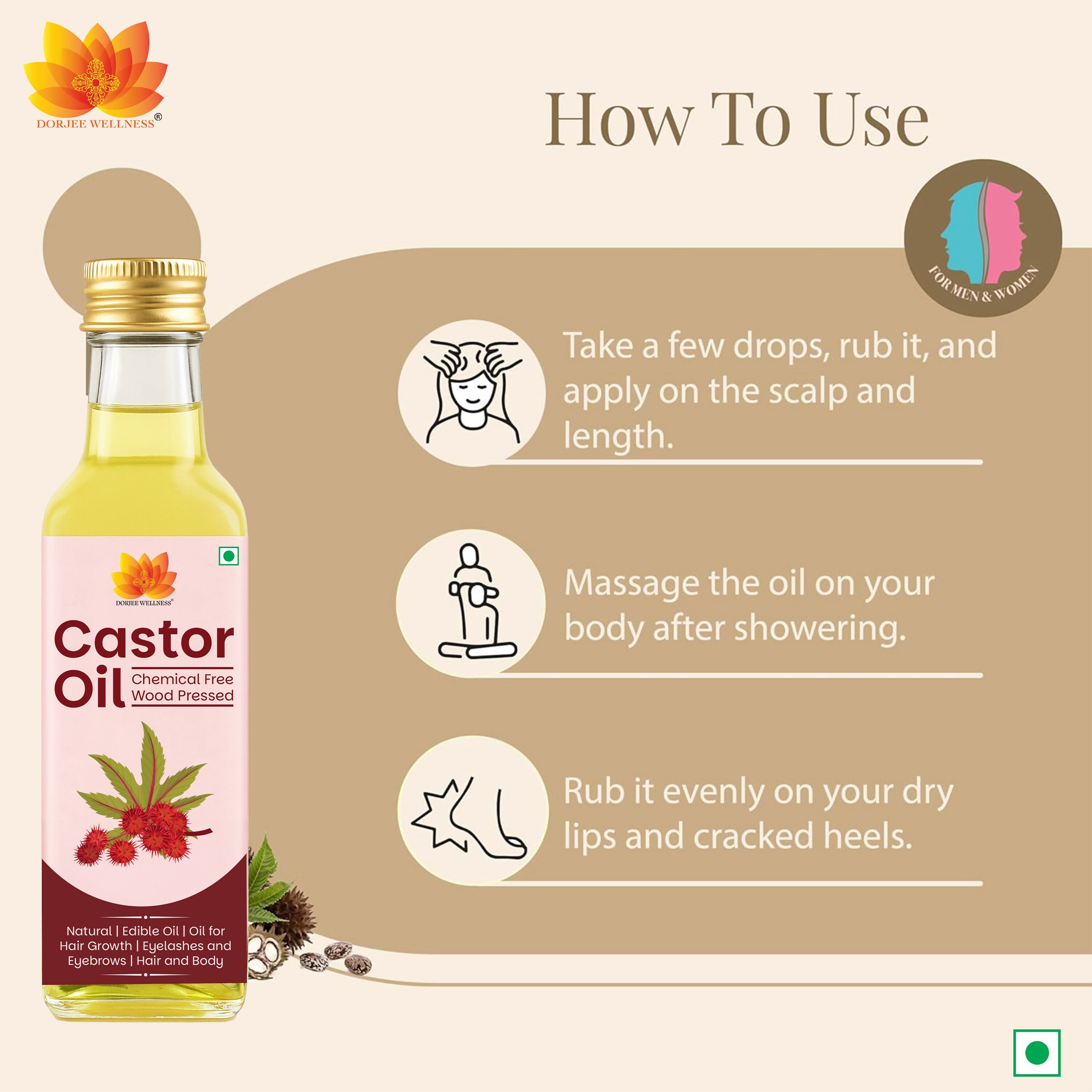 Dorjee Wellness Wood Pressed Castor Oil | Grocsy