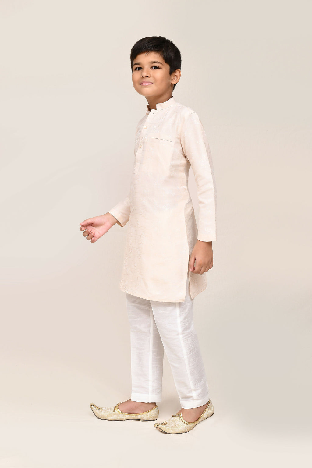 Joban Fashion Cotton Cream Kurta With Straight Fit Pant | Grocsy
