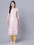 Myshka Women Pink Floral Printed Gotta Patti Georgette Kurta | Grocsy
