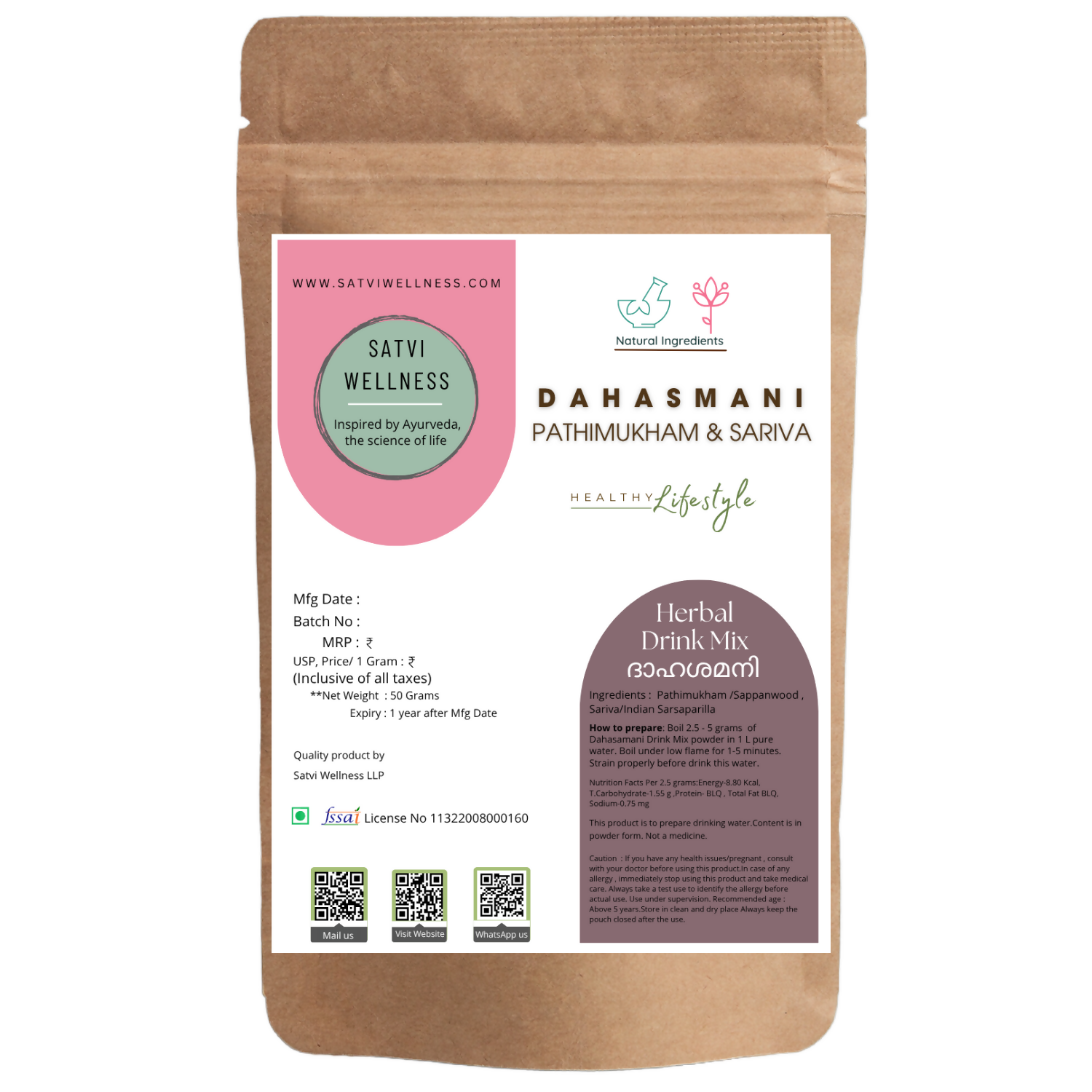 Satvi Wellness Kerala Pathimugam with Sariva Herbal Drinking Water Mix | Grocsy