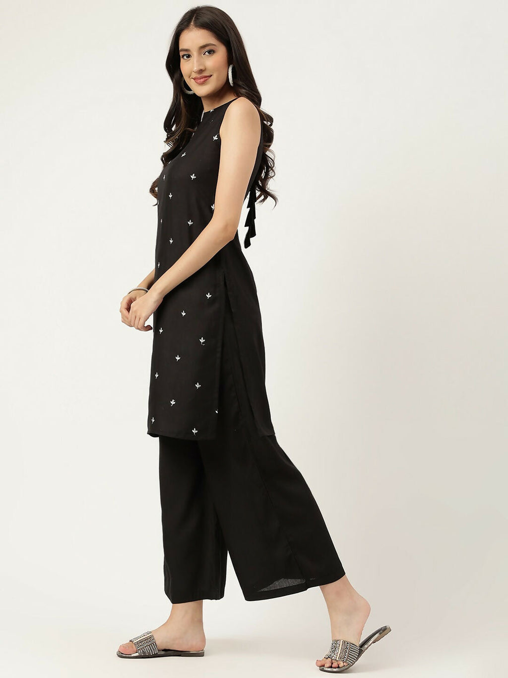 Joban Fashion Black Rayon and Embroidered Work Straight Kurta Bottom Set | Grocsy