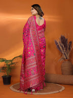 Joban Fashion Pink Meena Weaves Pashmina Sarees | Grocsy
