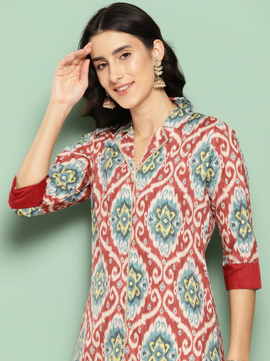 Ahalyaa Women's Traditional wear Kurta - Red | Grocsy