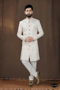 Joban Fashion Men's Base Cream(Pink Touchup) Silk Kurta with Pyjama | Grocsy