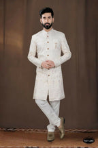 Joban Fashion Men's Base Cream(Pink Touchup) Silk Kurta with Pyjama | Grocsy