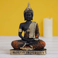 eCraftIndia Golden, Orange, and Black Polyresin Meditating Lord Buddha Statue | Grocsy