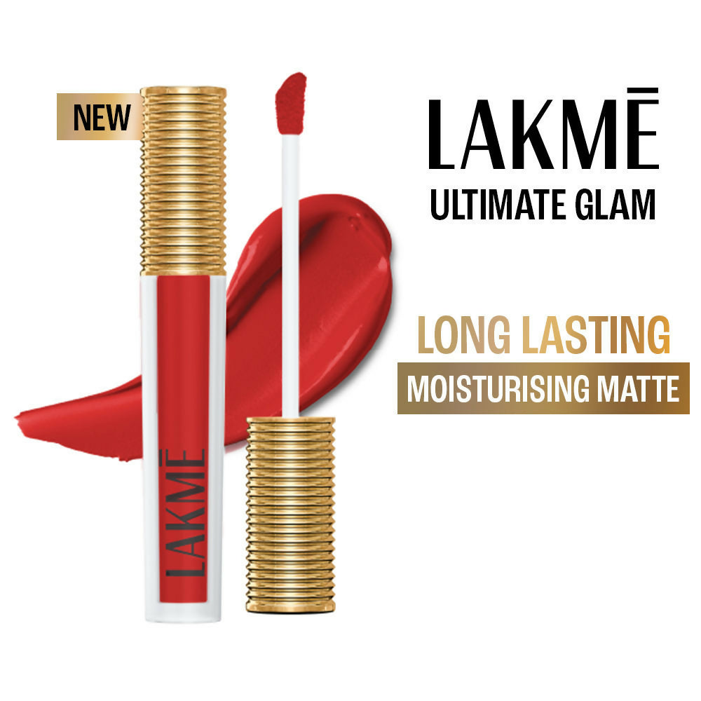 Lakme Ultimate Glam Matte Liquid Lipstick - Red Revival | Grocsy