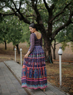 Aayaa Pure Chanderi Gown With Heavy Digital Print - Multi Color | Grocsy