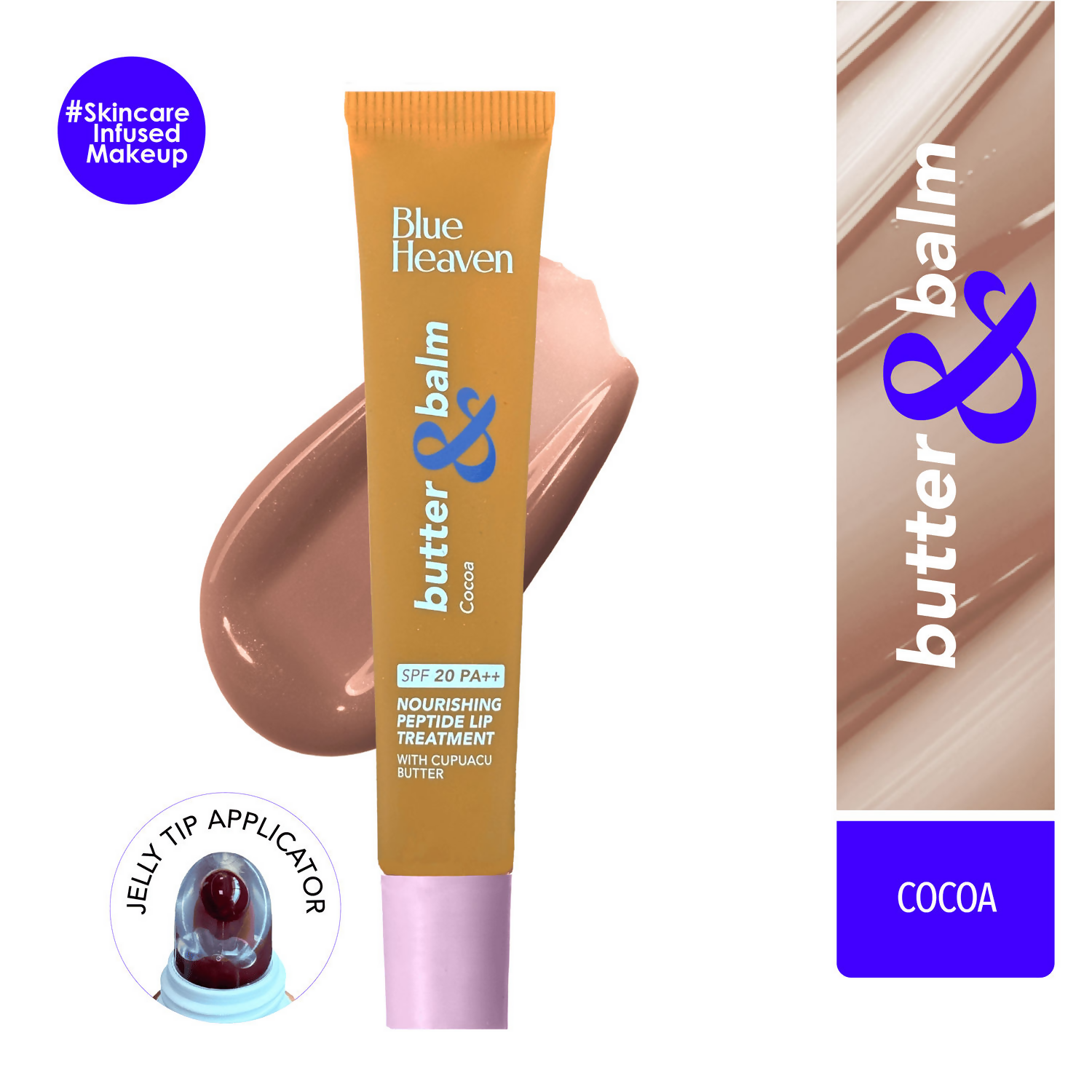 Blue Heaven Butter & Balm Peptide Based Tinted Lip Balm With Spf 20 Pa++ - Cocoa | Grocsy