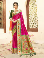 Shree Shyam Fashion Silk Blend Magenta Saree | Grocsy