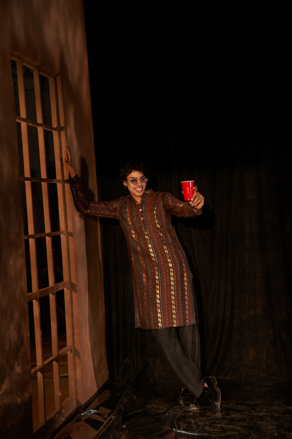 Brown Modal Silk Designer Printed Men's Kurta Set - Mahotsav | Grocsy