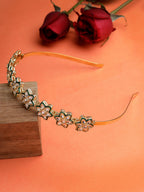 NVR Women's Gold-Polished Kundan Embellished Hairband | Grocsy