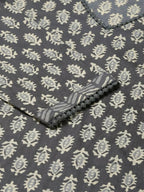 FIORRA Women's Grey Cotton Straight Kurta Pant With Dupatta | Grocsy