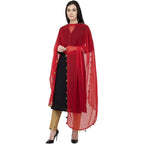 A R Silk Chiffon Multi Pum-2 Regular Dupatta Color Red Dupatta or Chunni | Grocsy